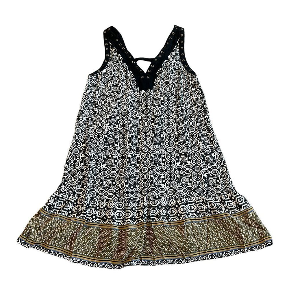 Hazel Anthrpologie Sleeveless Shift Dress Bohemian Print Flowy Size Medium Women